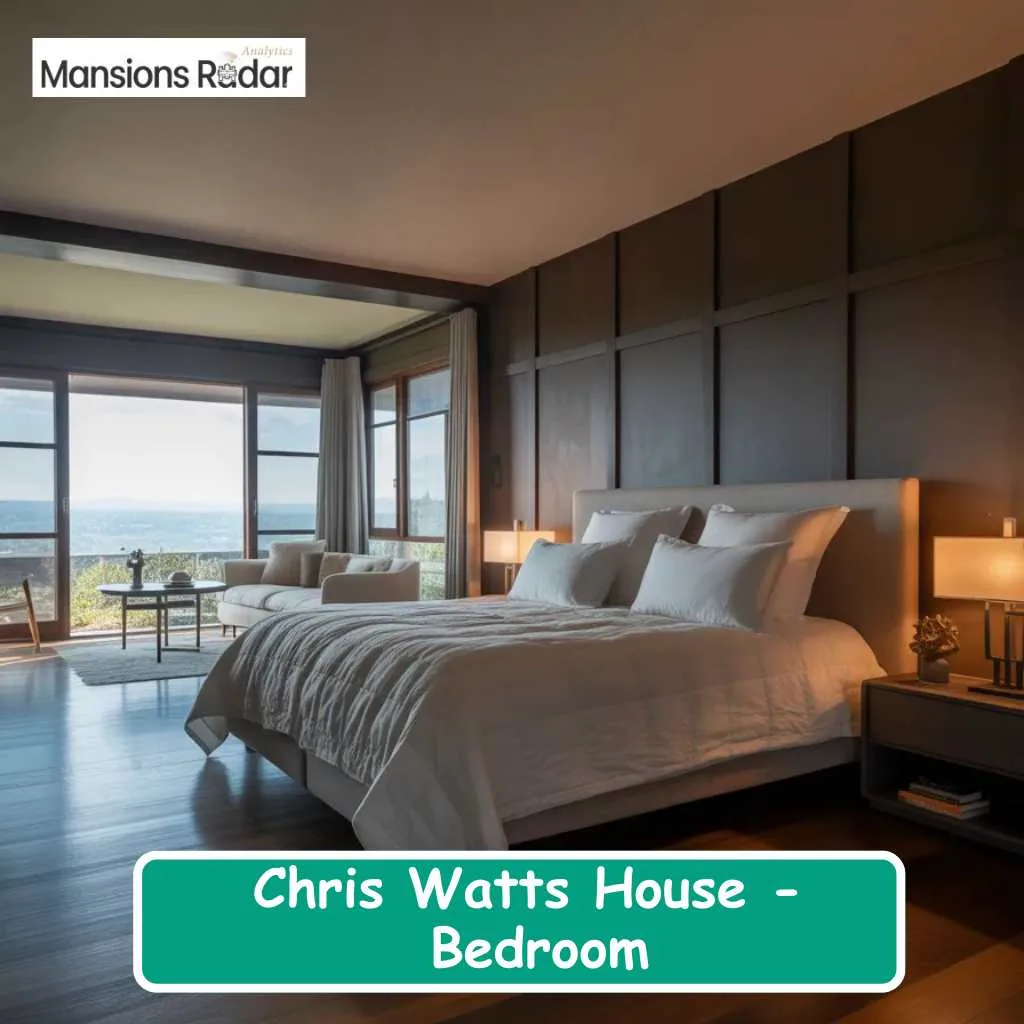 A view inside the spacious and contemporary master bedroom layout of the Chris Watts House.