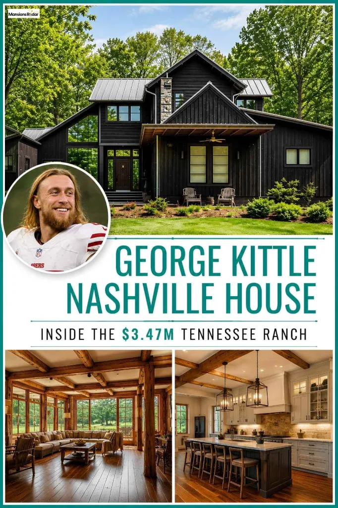 George Kittle's Tennessee ranch features beautiful countryside views, spacious living areas, modern interiors, and luxury outdoor spaces. A celebrity home tour showcasing the NFL star's Nashville-area residence.