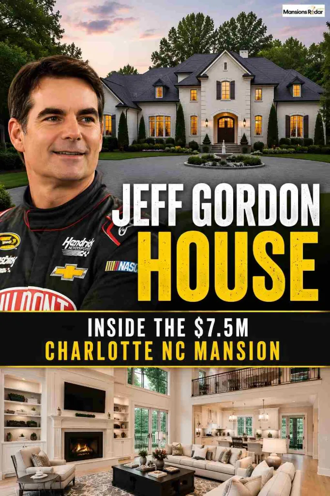 Jeff Gordon's luxury Charlotte mansion features elegant architecture, beautiful landscaping, spacious interiors, and upscale living spaces. A celebrity home tour of the NASCAR legend's North Carolina residence.