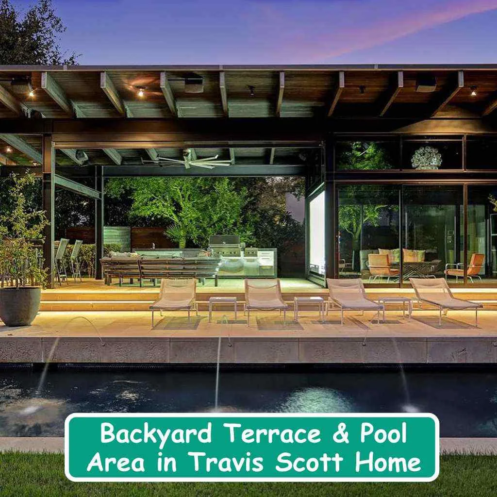 Backyard Terrace & Pool Area in Travis Scott Home