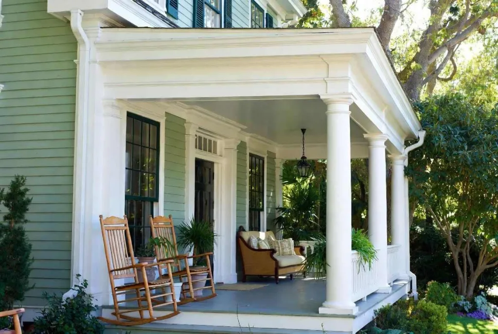 Light Sage Green with a White Porch