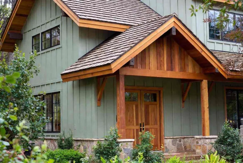 Sage Green with Brown Trim