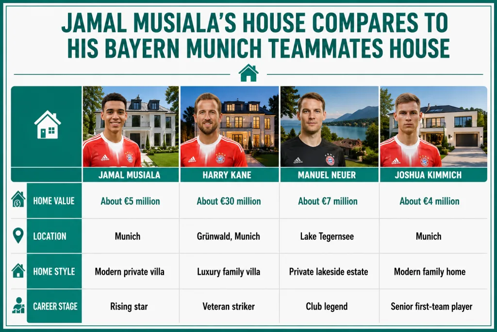 Jamal Musiala's House Compares to His Bayern Munich Teammates House