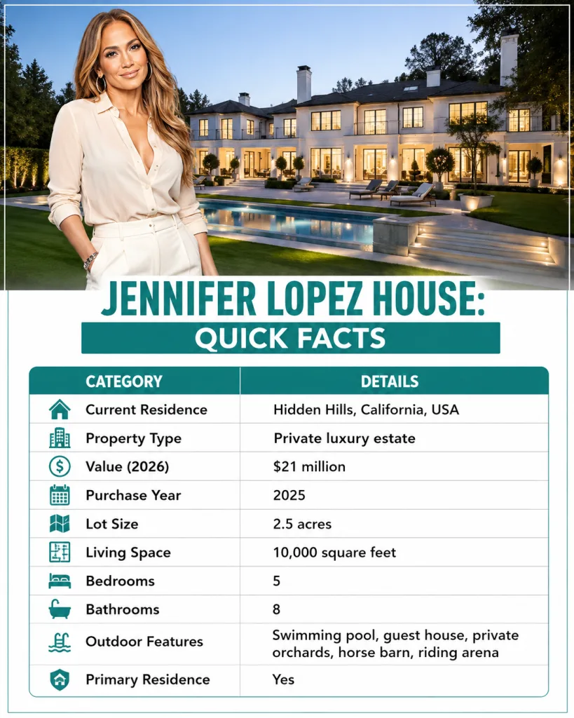 Jennifer Lopez House Quick Facts