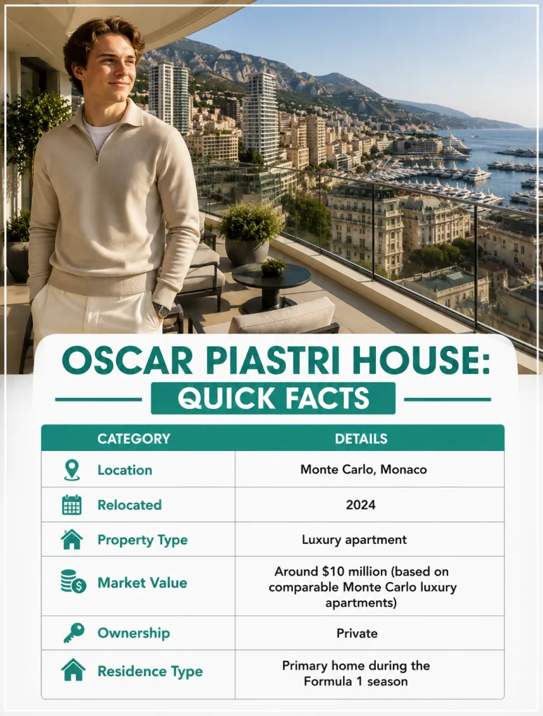 Oscar Piastri House Quick Facts