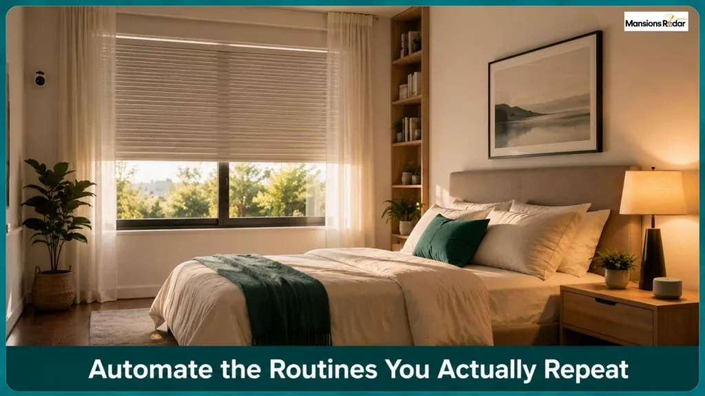 A Morning Routine Automation Shown in a Bright Bedroom