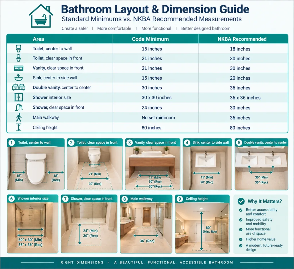 Bathroom Layout Dimensions and Clearances