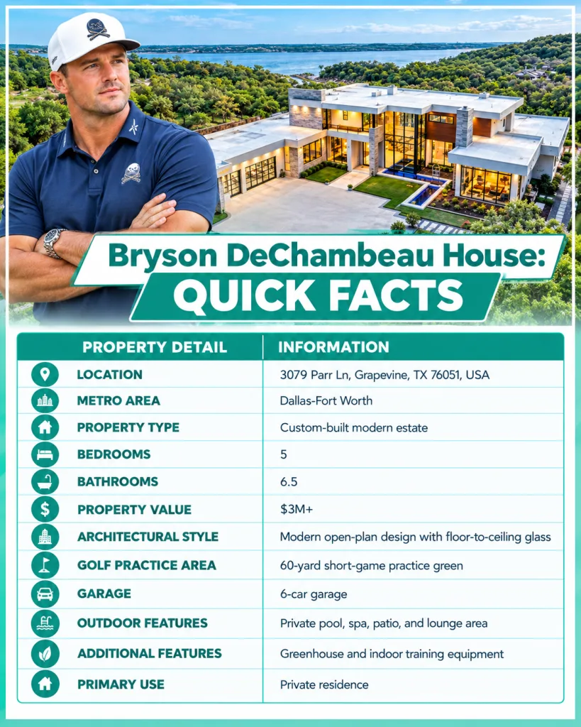 Bryson DeChambeau House Quick Facts