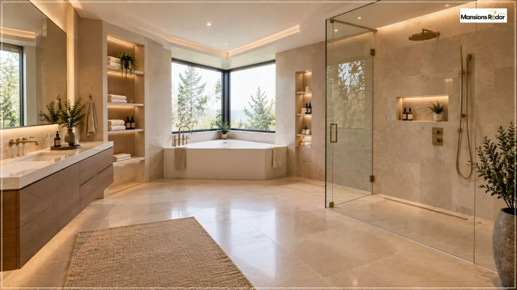 Corner Tub With a Walk-In Shower