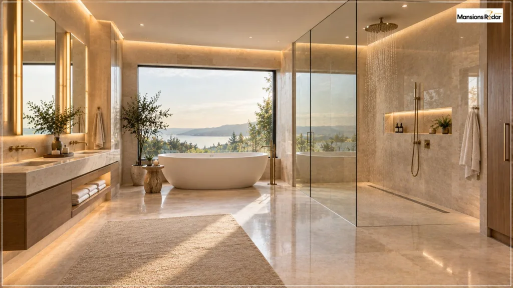 Hotel-Inspired Bathroom With a Tub and Walk-In Shower