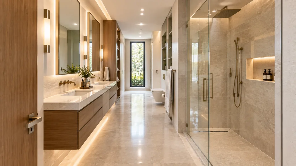 L-Shaped Bathroom Layout