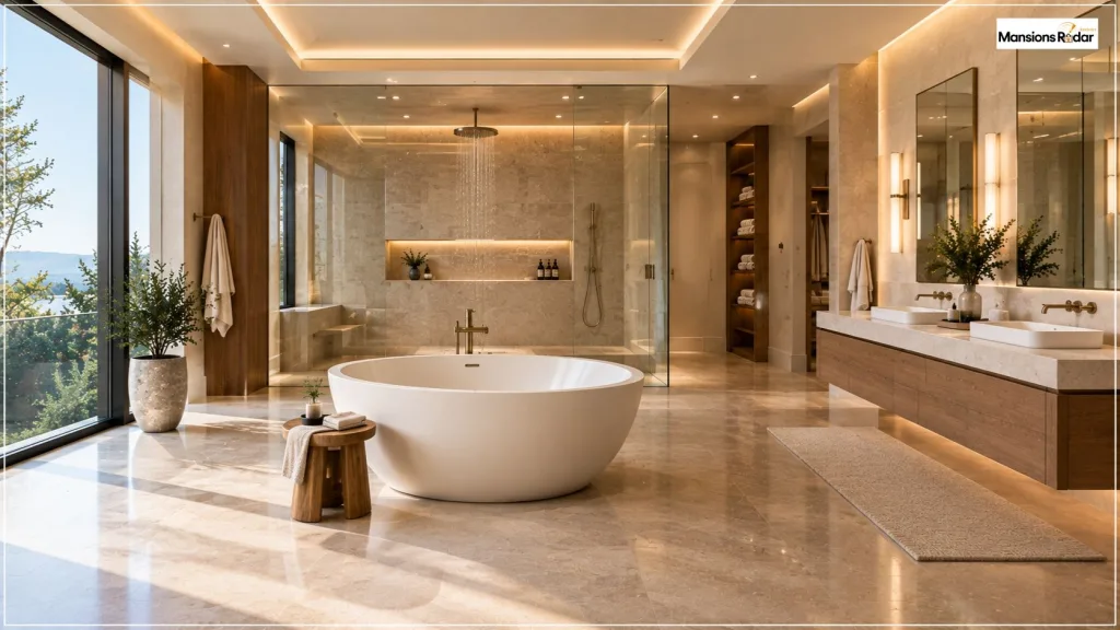 Master Bathroom With a Centered Freestanding Tub