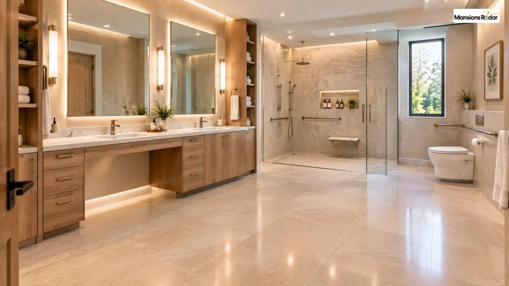 Modern ADA Bathroom Layout With a Double Vanity