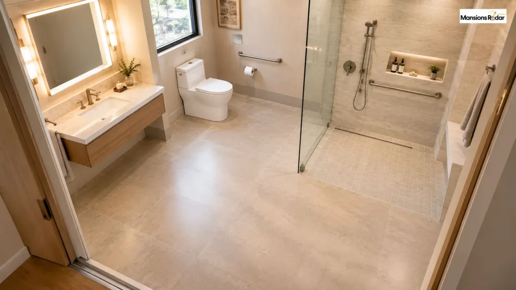 Small ADA Bathroom With Smart Fixture Placement