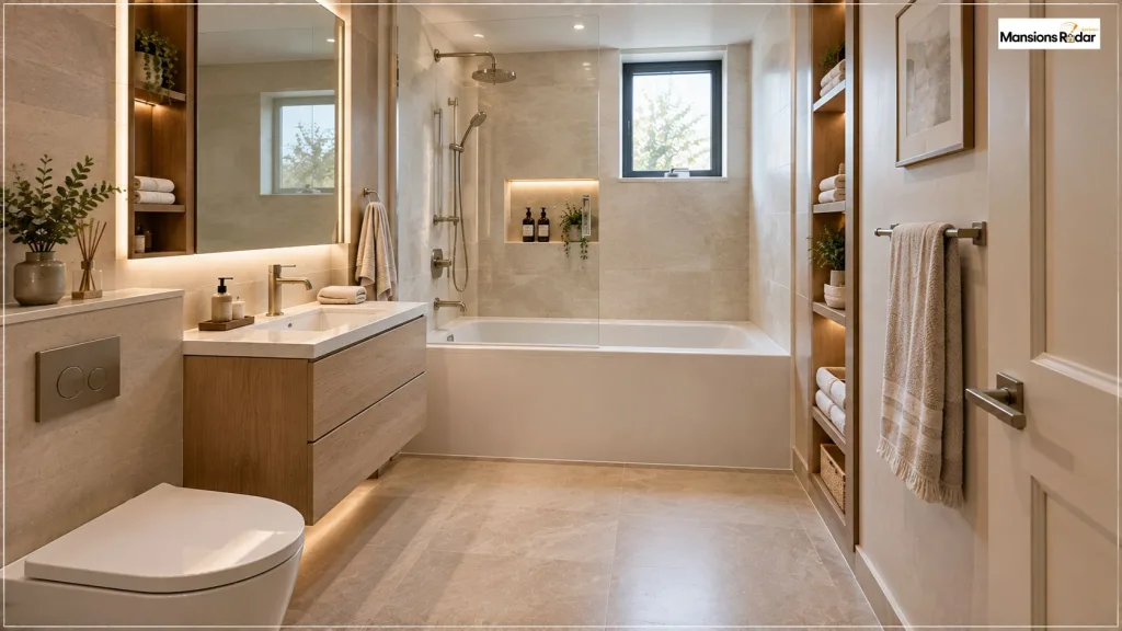 Space-Saving Tub-Shower Combination for a Guest Bathroom