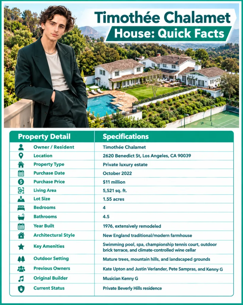 Timothée Chalamet House Quick Facts