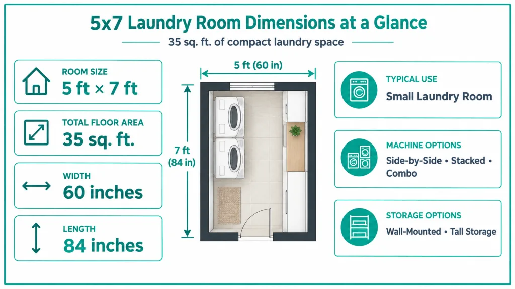 5x7 Laundry Room Dimensions at a Glance