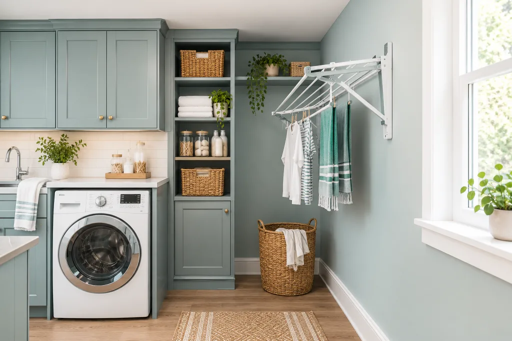 Add Pull-Out Hampers for Laundry Sorting For Small Laundry Room