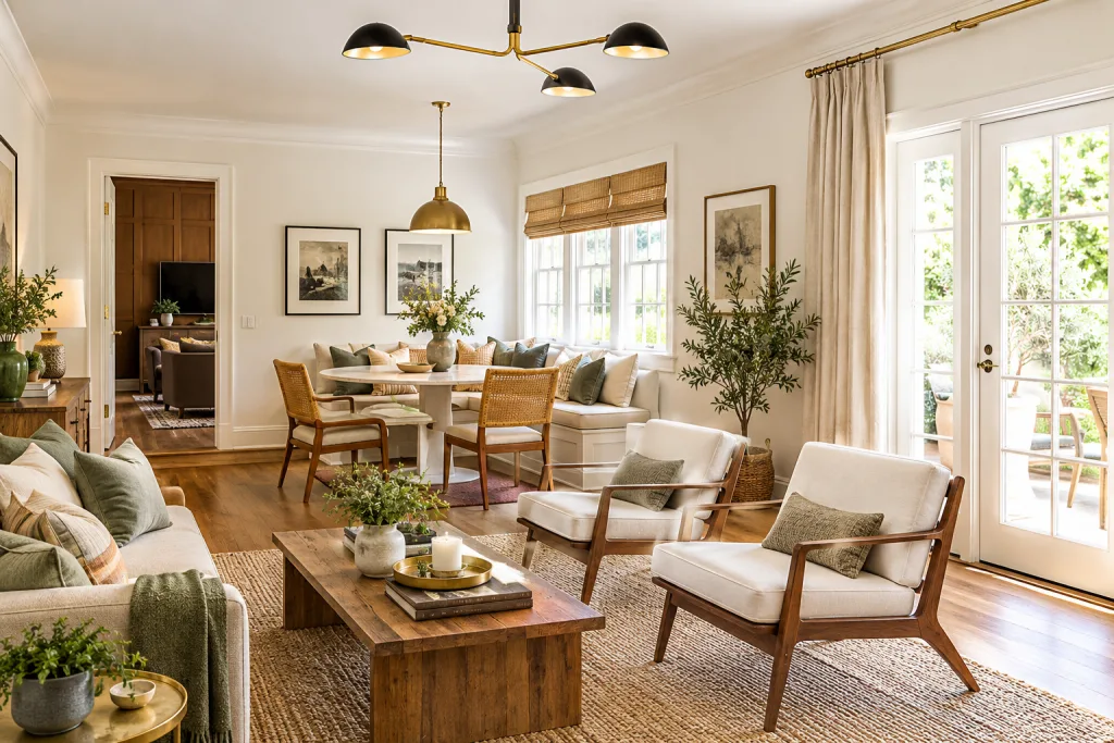 Add Texture and Simple Decor For Decorate a Combined Living and Dining Room