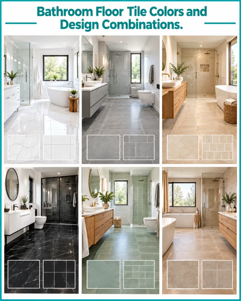 Bathroom Floor Tile Colors and Design Combinations