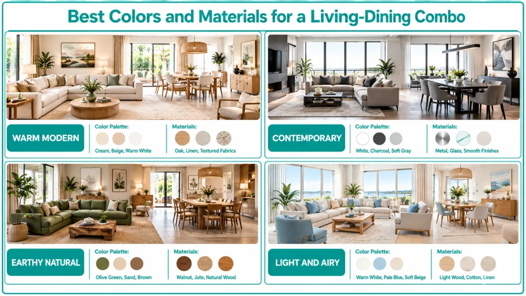 Best Colors and Materials for a Living-Dining Combo