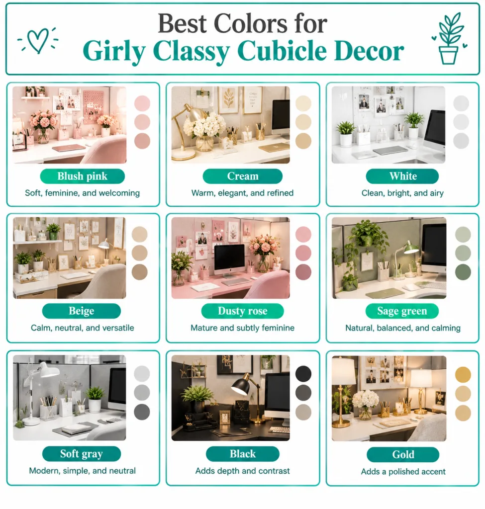 Best Colors for Girly Classy Cubicle Decor