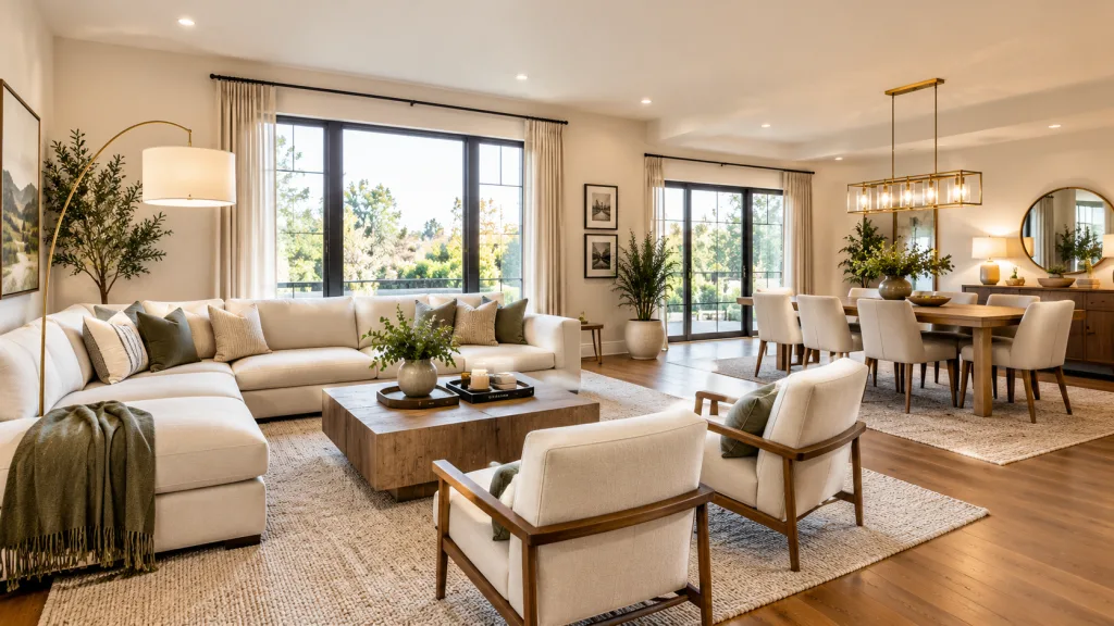 Choose Furniture That Fits the Room For Decorate a Combined Living and Dining Room