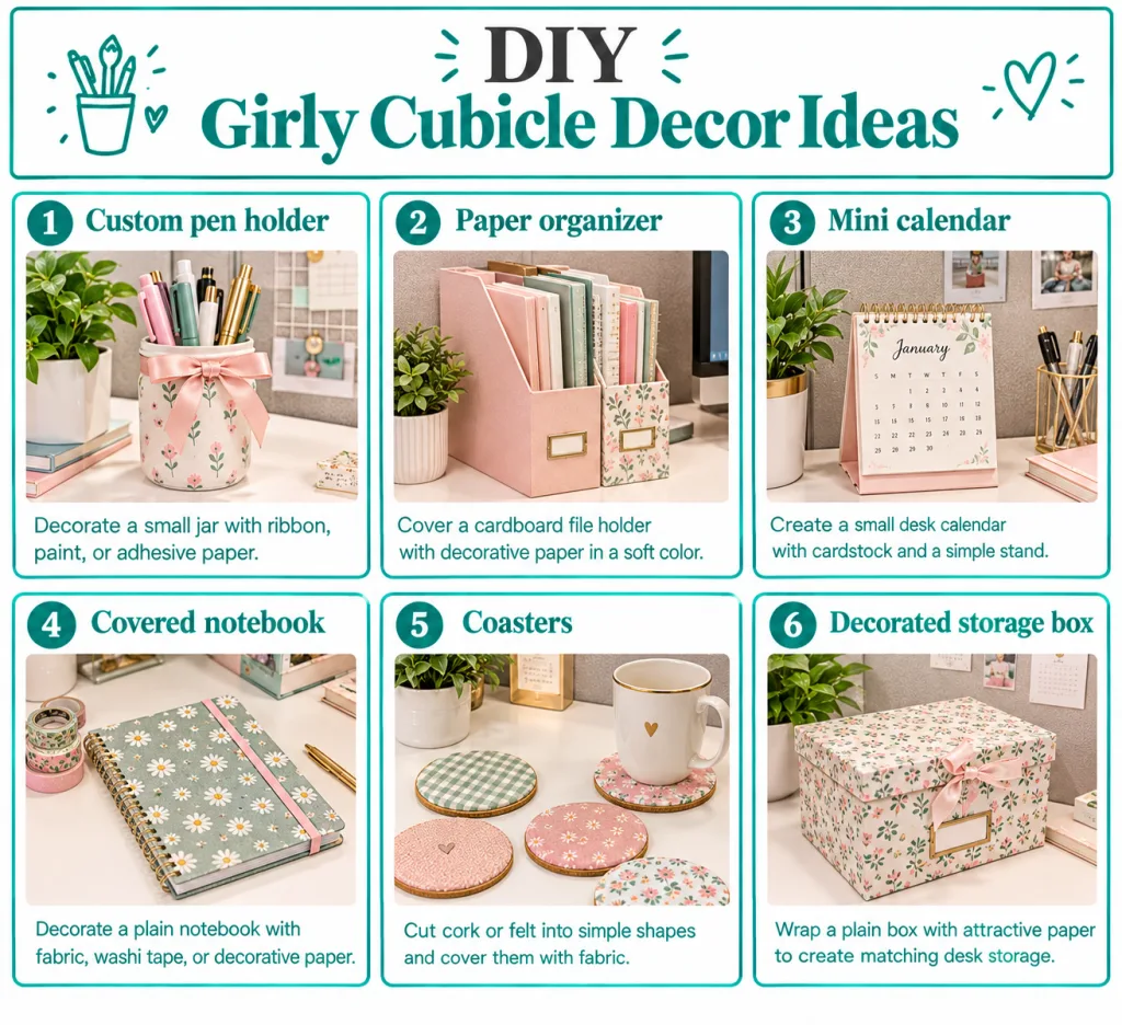 DIY Girly Cubicle Decor Ideas
