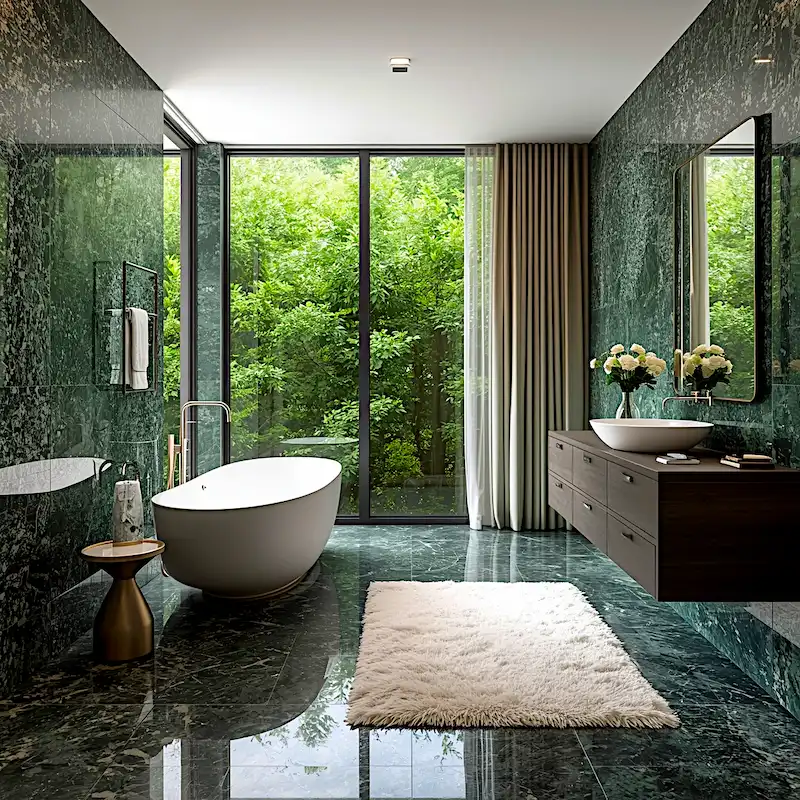 Dark Green Bathroom Floor Tiles