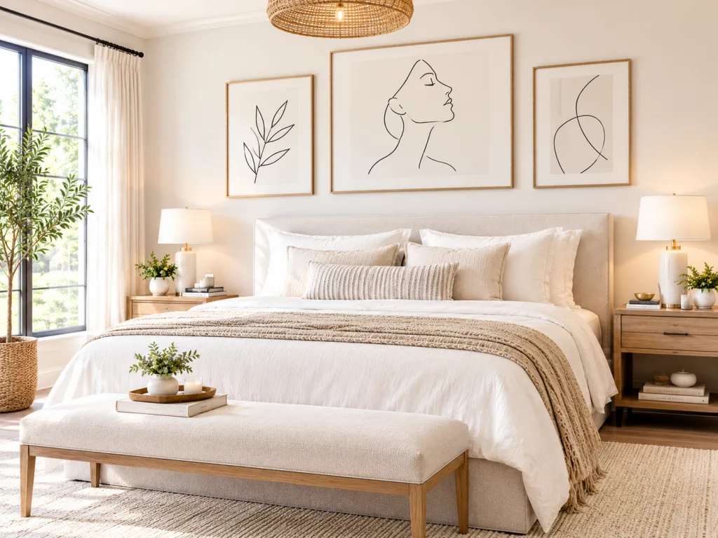 Decorate with Minimalist Line Art for Art Bedroom Decor