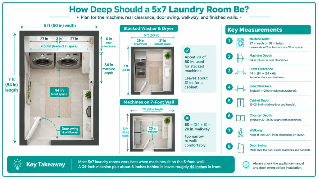 How Deep Should a 5x7 Laundry Room Be