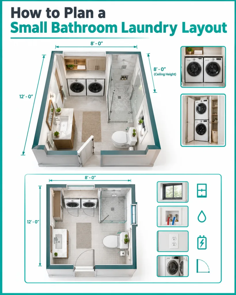 How to Plan a Small Bathroom Laundry Layout