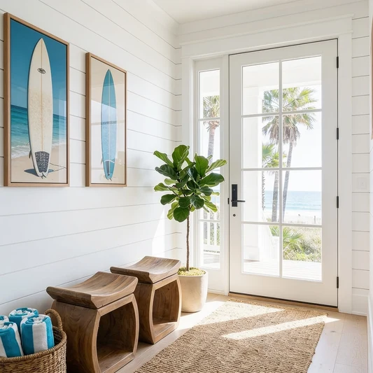 Introduce a Small Decorative Accent Stool For Entryway Decor