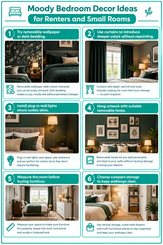 Moody Bedroom Decor Ideas for Renters and Small Rooms