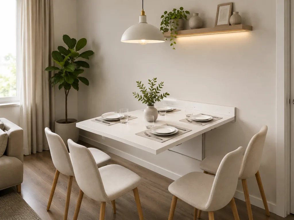 Mount a Fold-Down Wall Table For Small Dining Room