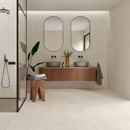 Natural Stone-Look Porcelain Bathroom Tiles