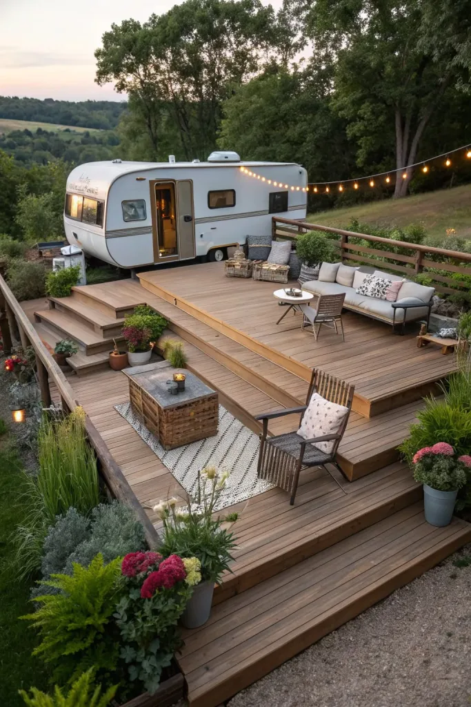 RV Porch With Built-In Seating