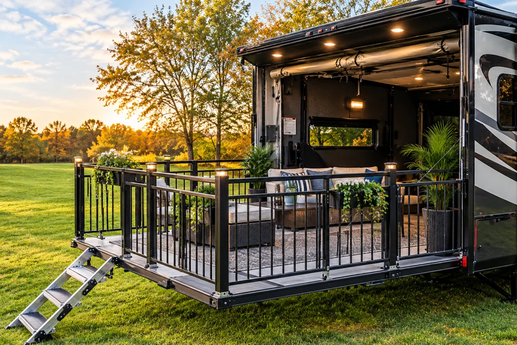 RV Porch With Railing
