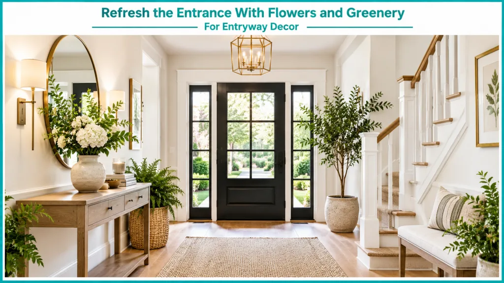 Refresh the Entrance With Flowers and Greenery For Entryway Decor