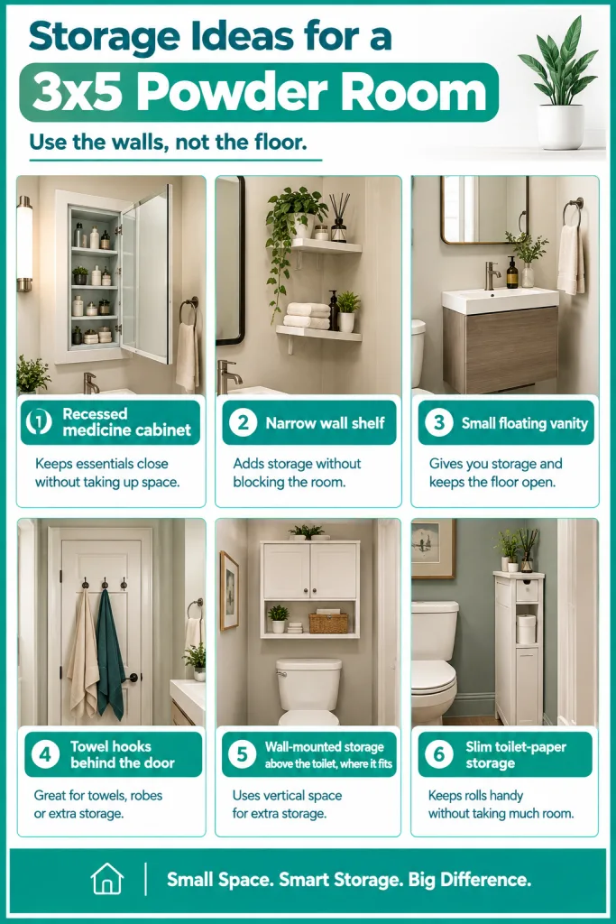 Storage Ideas for a 3x5 Powder Room