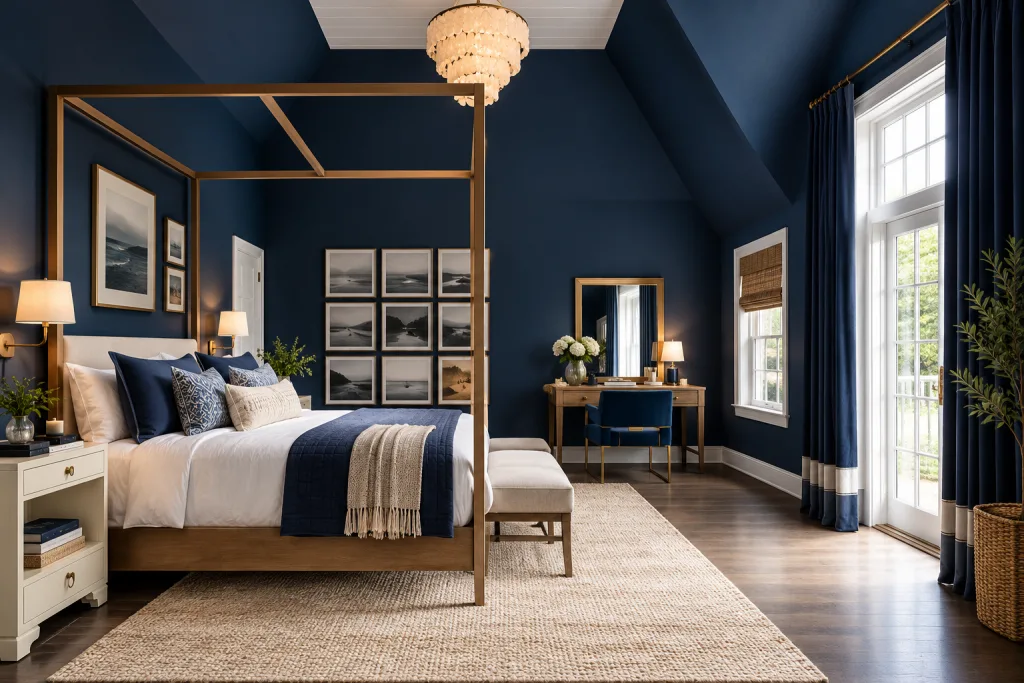 Style a Navy Blue Bedroom for a Calm Look for Moody Bedroom Decor
