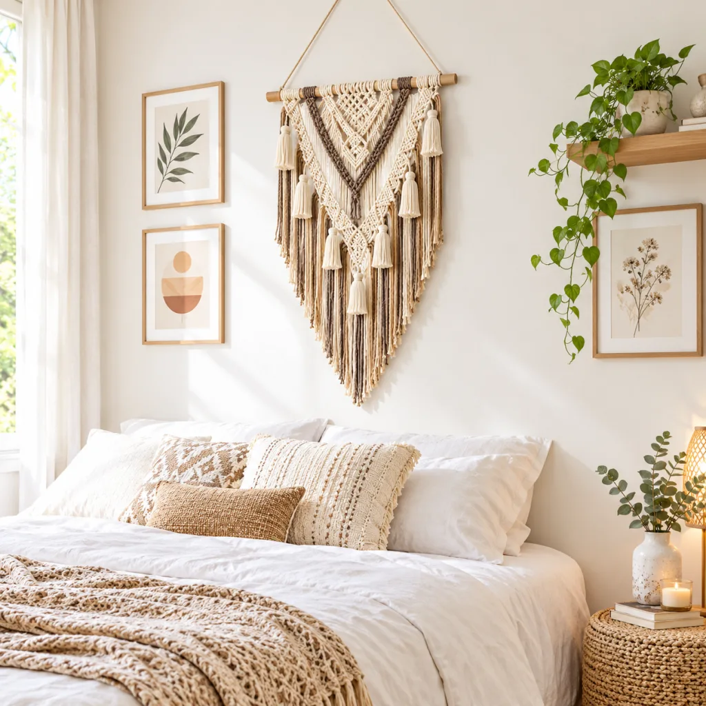 Try Textile Art and Woven Wall Hangings for Art Bedroom Decor