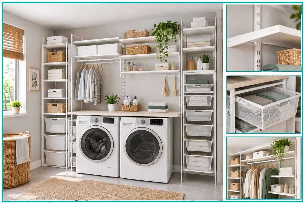 Use IKEA BOAXEL for Adjustable Laundry Storage For IKEA Laundry Room