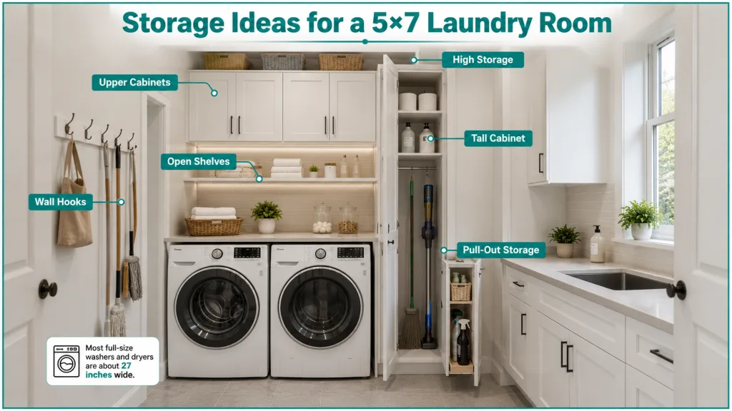 smart storage ideas for a small 5×7 laundry room